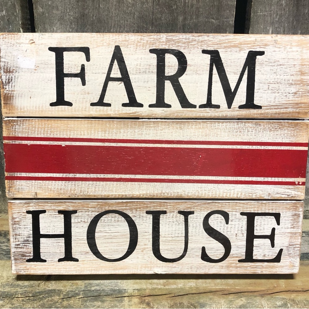 Farm House Graphic Wooden Slat Sign Stripe Kitchen Decor Rectangle New